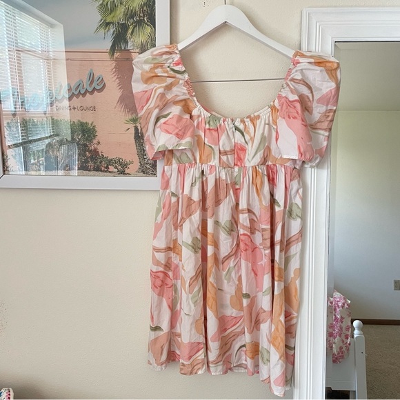 TALL Abercrombie & Fitch Keyhole Babydoll Floral Mini Dress Small T - Picture 5 of 5